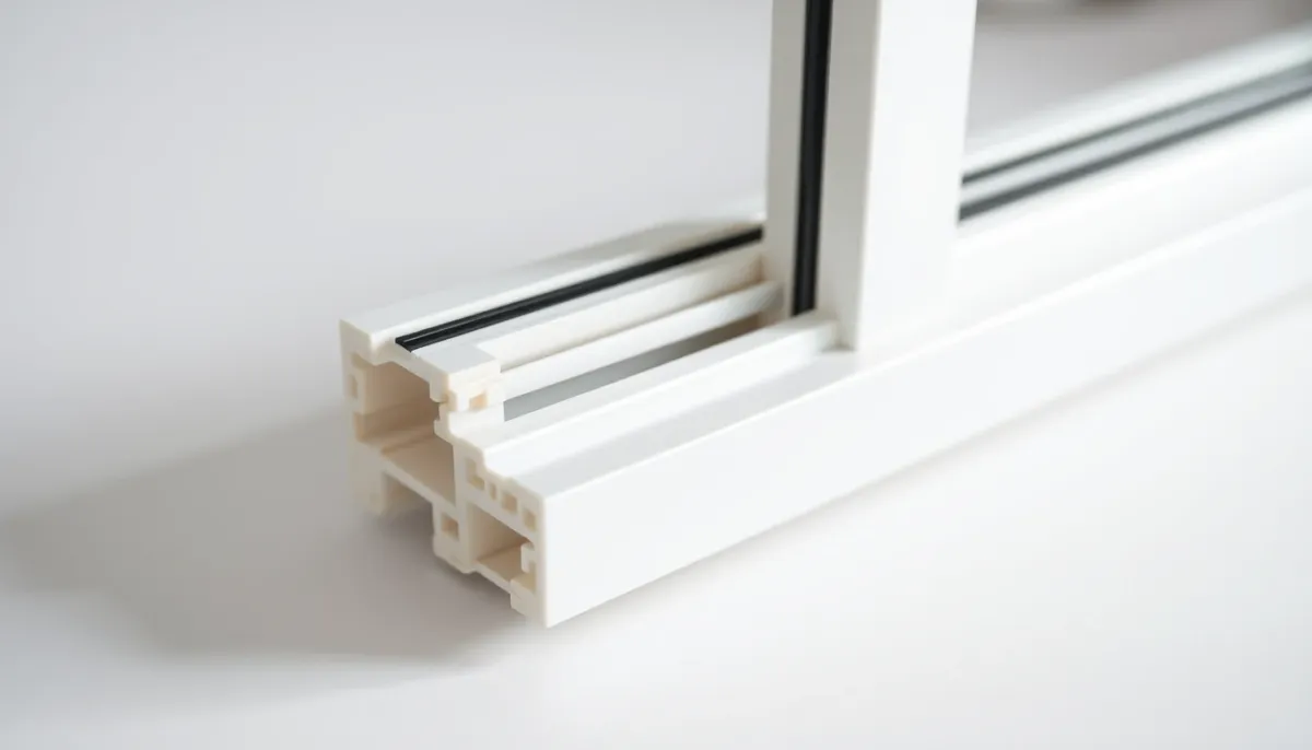 Gros plan sur le profilé PVC d'une fenêtre Lapeyre montrant sa structure et sa finition