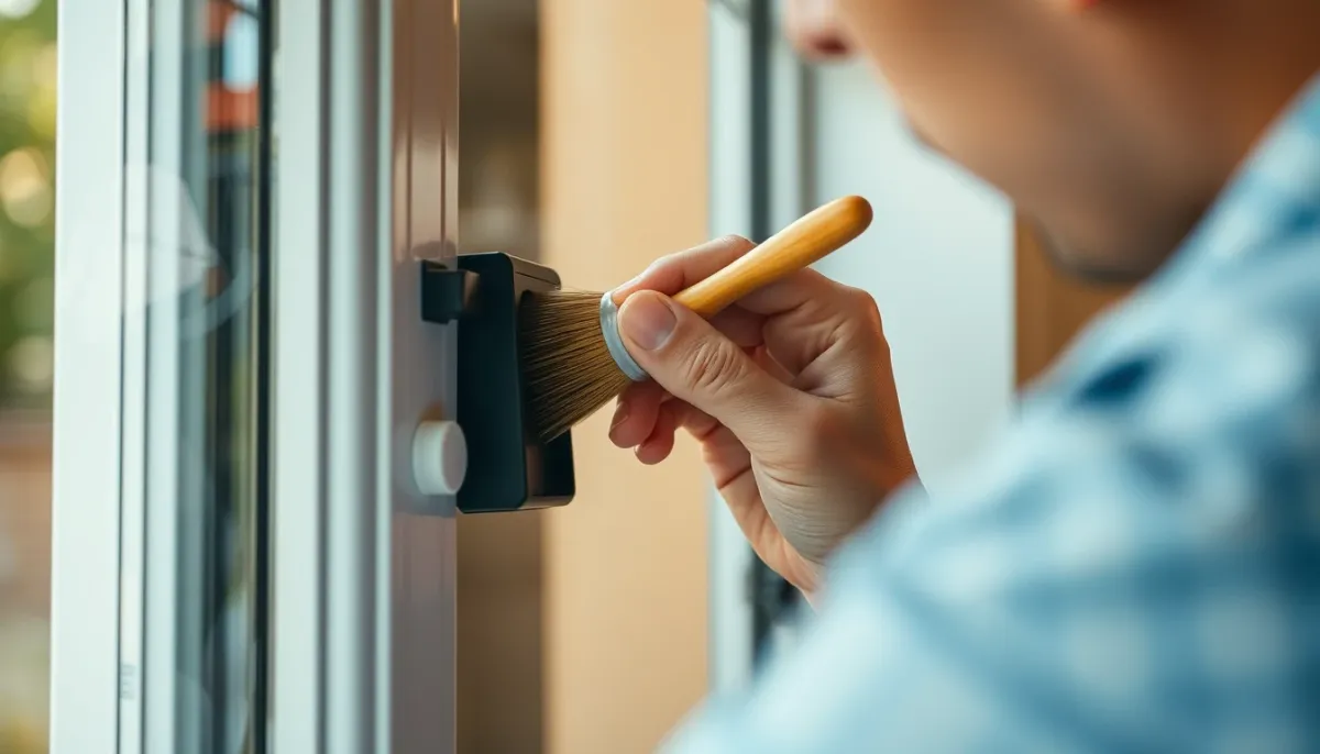Application de lubrifiant silicone sur le mécanisme d'une fenêtre PVC