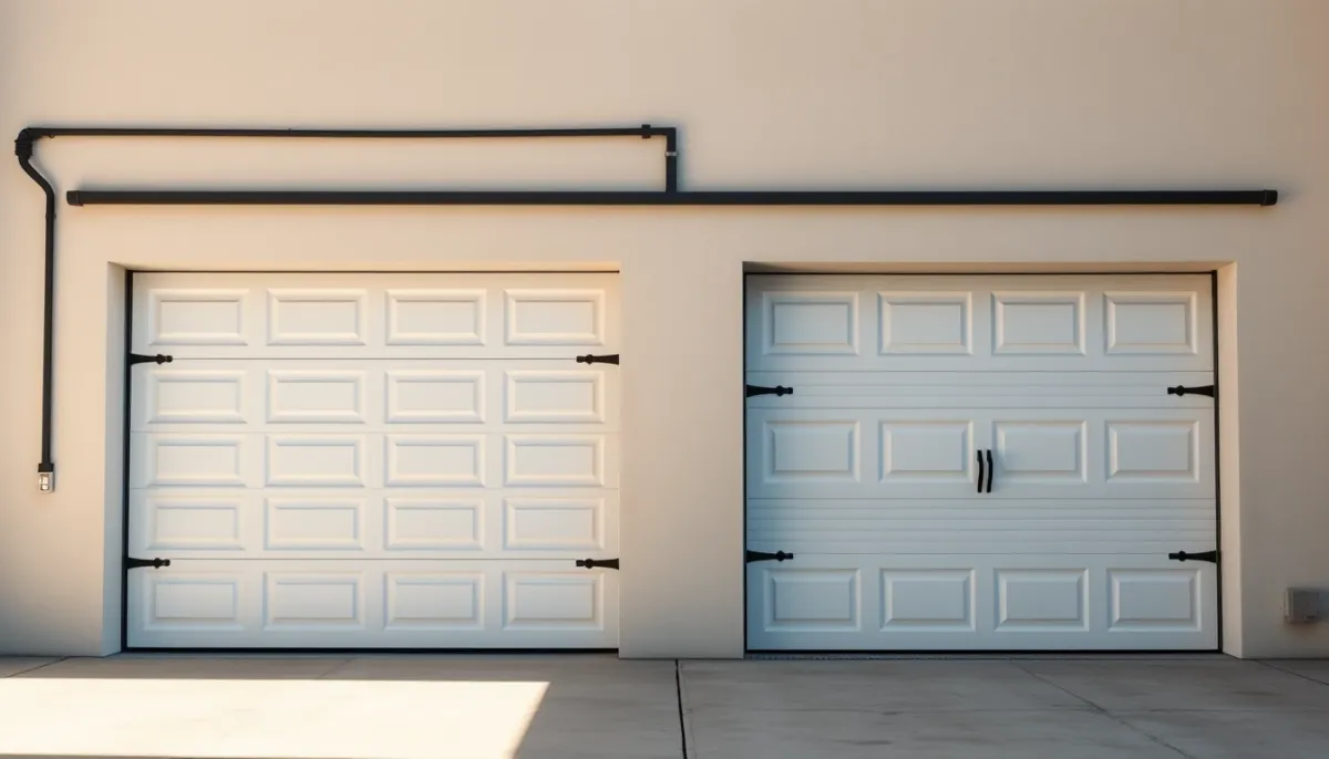 Comparaison côte à côte entre une porte de garage sectionnelle isolée et une porte basculante standard