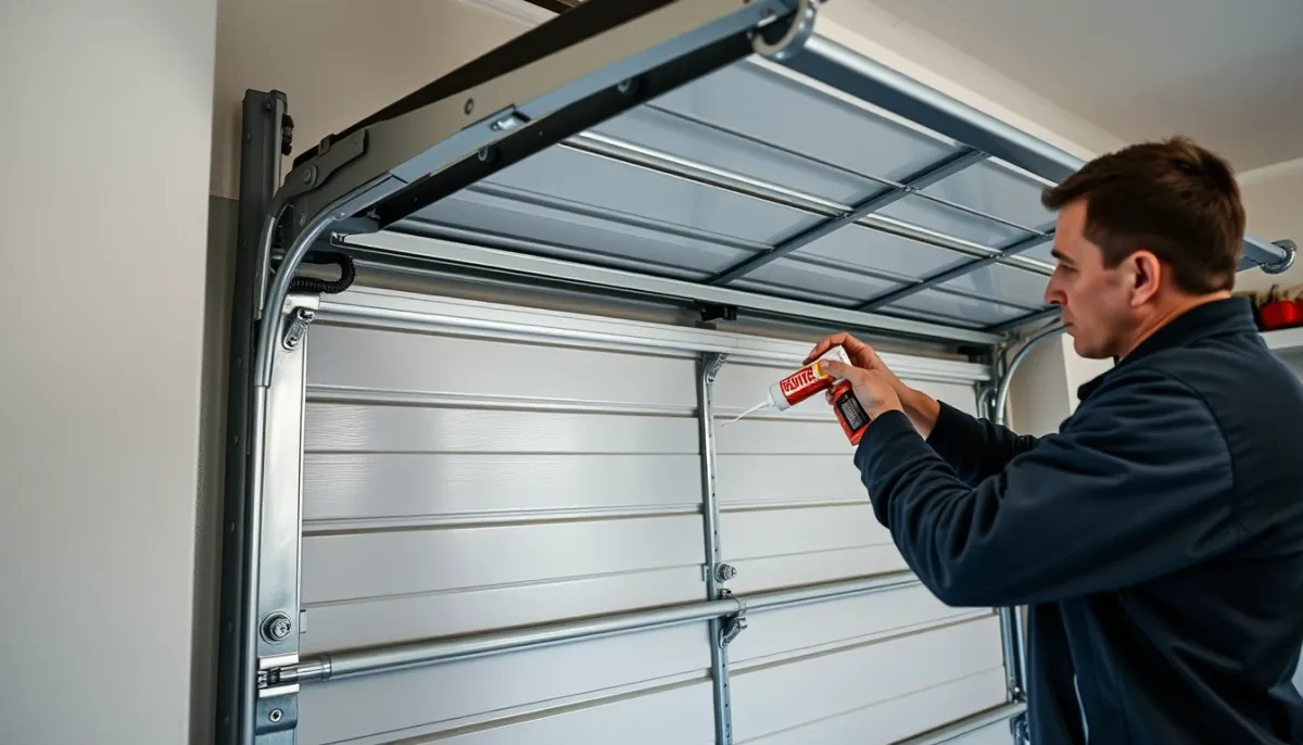 Entretien d'une porte de garage sectionnelle avec lubrification des rails