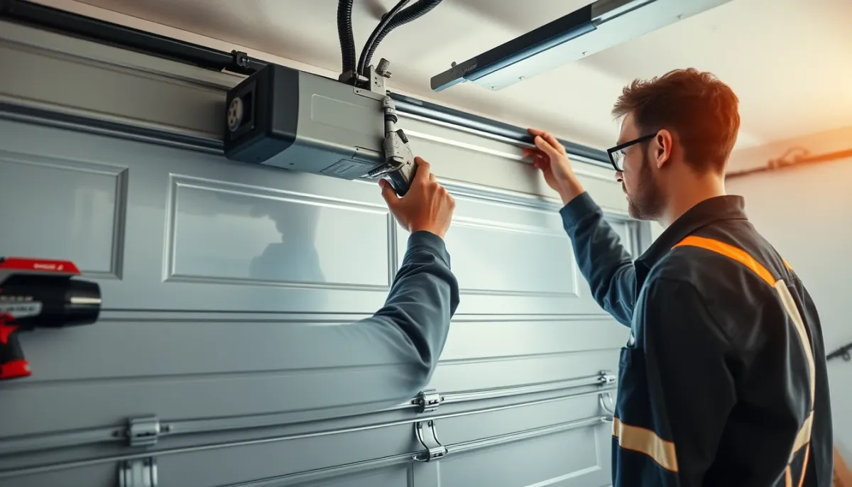 Installation d'une motorisation de porte de garage par un professionnel