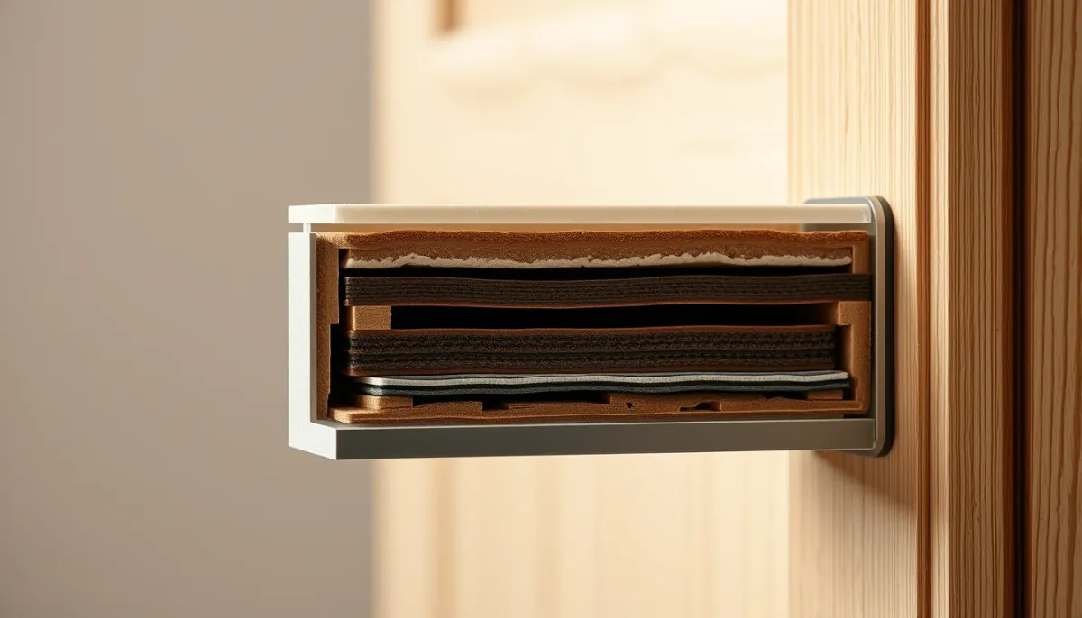 Coupe technique d'une porte d'entrée montrant l'épaisseur et l'isolation