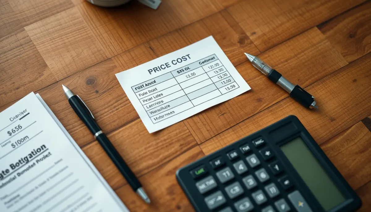 Calcul du prix d'une motorisation de portail Avidsen avec calculatrice et papiers