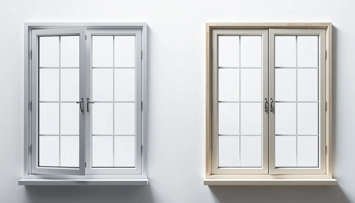 Comparaison côte à côte de deux fenêtres aluminium de marques différentes, montrant les différences de profilés